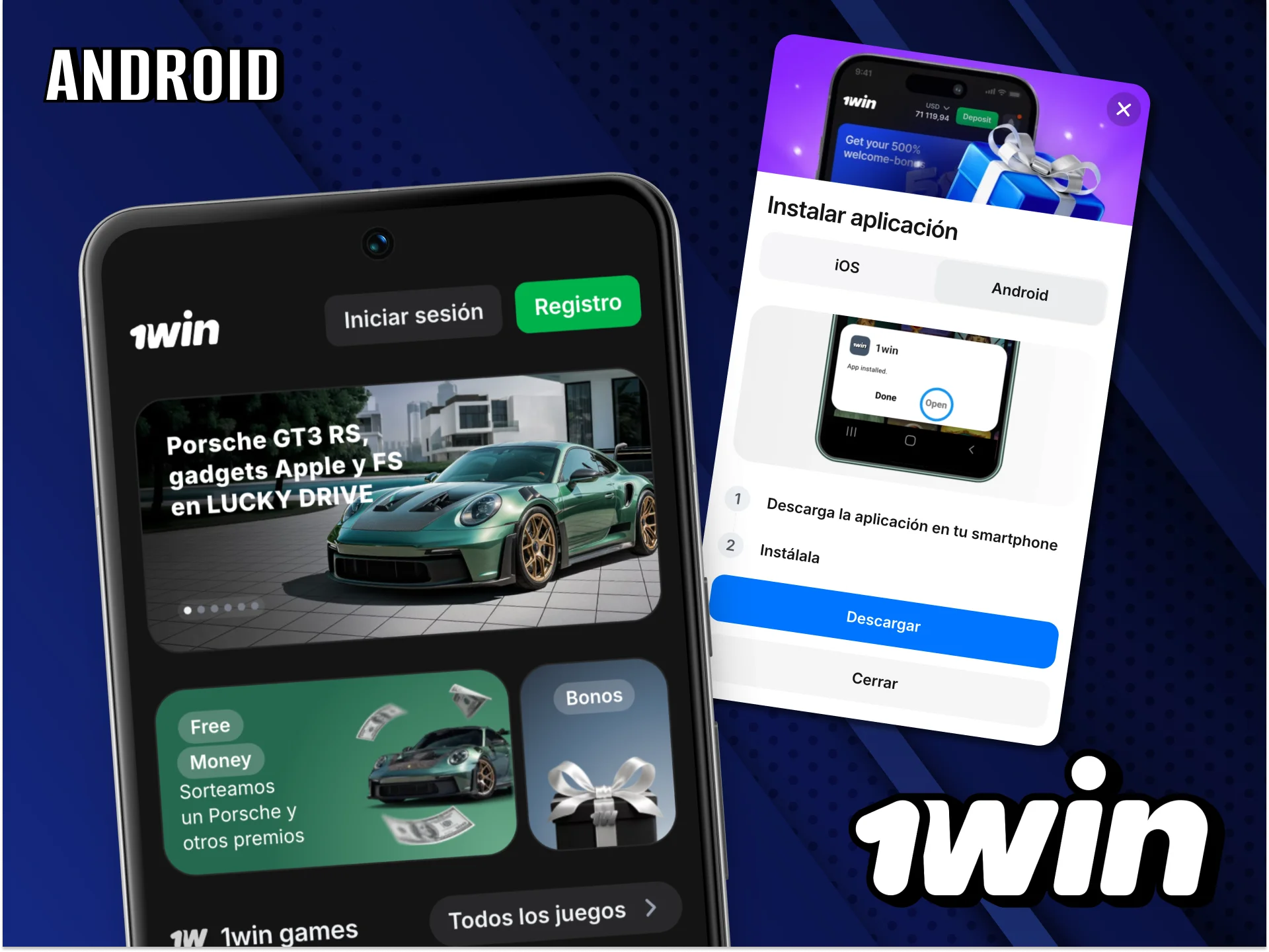 Utiliza la aplicación altamente eficaz 1Win para dispositivos Android.