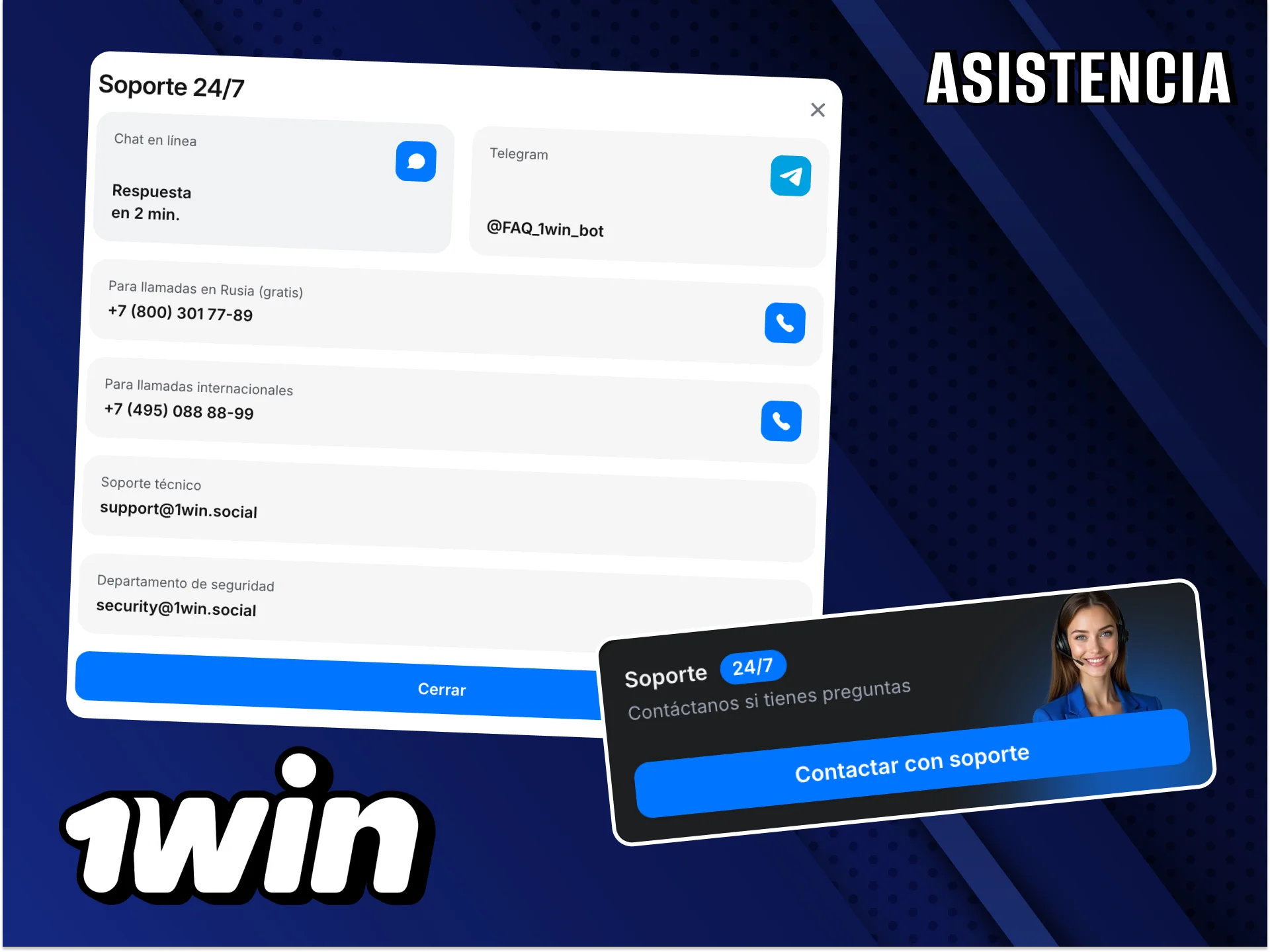 El servicio de asistencia de 1Win siempre te ayudará a resolver cualquier duda que tengas.