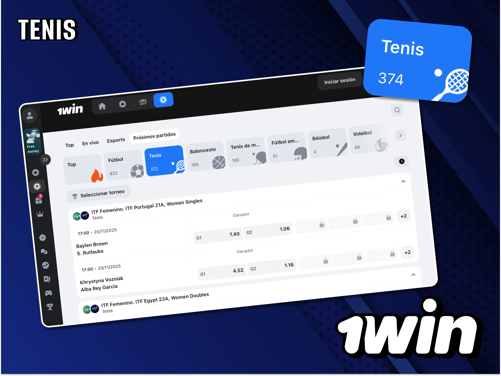 Sigue el juego de las mejores raquetas de tenis del mundo y haz tus apuestas en la casa de apuestas 1Win.