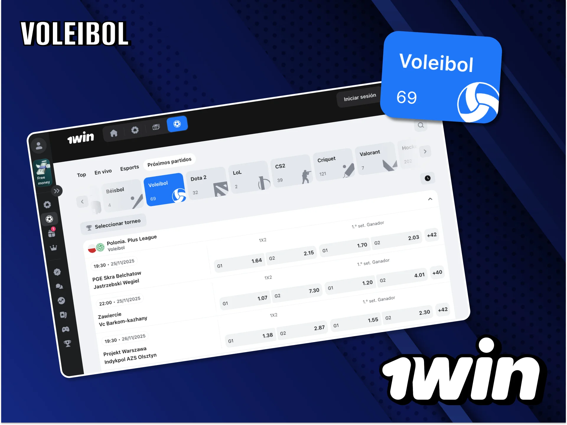 Estudia y elige las mejores opciones para apostar en voleibol en la página web de 1Win.